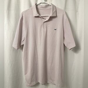 Vineyard Vines Performance Polo Shirt 
White Blue Red Stretch Golf Size XL